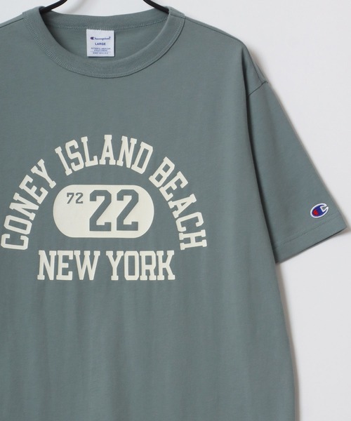 Champion(チャンピオン)の「Champion/チャンピオン コットンUSA カレッジプリント ワンポイント刺繍 半袖Tシャツ(Tシャツ/カットソー・メンズ・ホワイト/ブラック/ベージュ/ネイビー/グレー/ブルー/ホワイト系その他/グリーン・M/L/XL)」の6枚目の写真