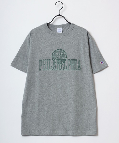 Champion(チャンピオン)の「Champion/チャンピオン コットンUSA カレッジプリント ワンポイント刺繍 半袖Tシャツ(Tシャツ/カットソー・メンズ・ホワイト/ブラック/ベージュ/ネイビー/グレー/ブルー/ホワイト系その他/グリーン・M/L/XL)」の11枚目の写真