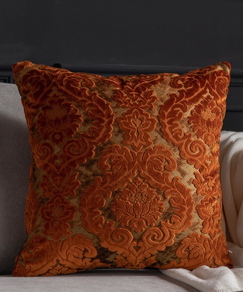 ベルベットダマスク柄エレガントクッションカバー（クッション