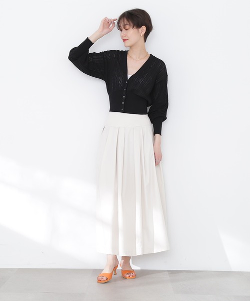 N.（N. Natural Beauty Basic）（エヌエヌナチュラルビューティーベーシック）の「◆透かし編みニットカーディガン（カーディガン/ボレロ・レディース・ブラック/オフホワイト/イエロー・MEDIUM）」の16枚目の写真