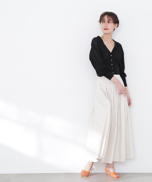 N.（N. Natural Beauty Basic）（エヌエヌナチュラルビューティーベーシック）の「◆透かし編みニットカーディガン（カーディガン/ボレロ・レディース・ブラック/オフホワイト/イエロー・MEDIUM）」の17枚目の写真