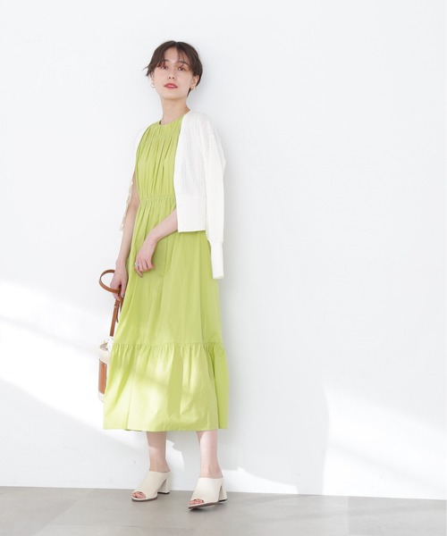 N.（N. Natural Beauty Basic）（エヌエヌナチュラルビューティーベーシック）の「◆透かし編みニットカーディガン（カーディガン/ボレロ・レディース・ブラック/オフホワイト/イエロー・MEDIUM）」の6枚目の写真