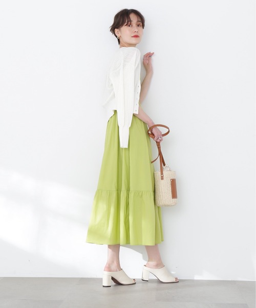 N.（N. Natural Beauty Basic）（エヌエヌナチュラルビューティーベーシック）の「◆透かし編みニットカーディガン（カーディガン/ボレロ・レディース・ブラック/オフホワイト/イエロー・MEDIUM）」の8枚目の写真