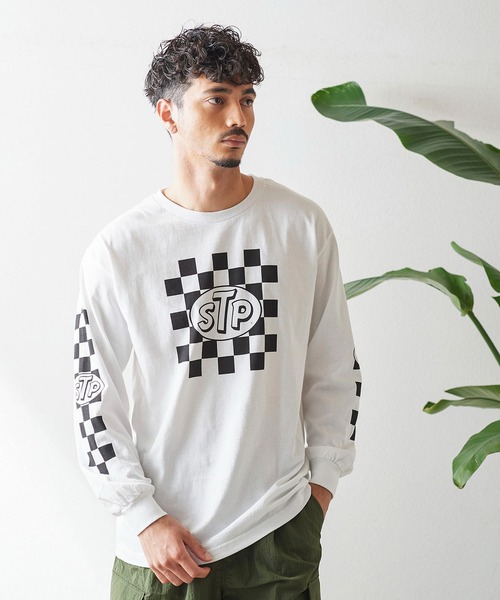 JACK & MARIE(ジャックアンドマリー)の「STP チェッカーロングスリーブTee st23s007(Tシャツ/カットソー・メンズ・ホワイト・M/L)」の1枚目の写真