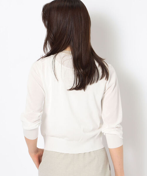 NOLLEY’S Sophi（ノーリーズソフィ）の「《手洗い可能》綿アセラメ配色クルーネックカーディガン（カーディガン/ボレロ・レディース・シルバー/ゴールド/ブラック/サックスブルー・38/36）」の10枚目の写真