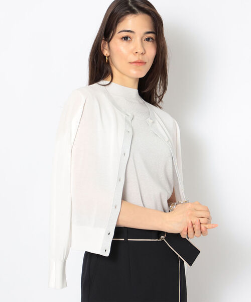 NOLLEY’S Sophi（ノーリーズソフィ）の「《手洗い可能》綿アセラメ配色クルーネックカーディガン（カーディガン/ボレロ・レディース・シルバー/ゴールド/ブラック/サックスブルー・38/36）」の15枚目の写真