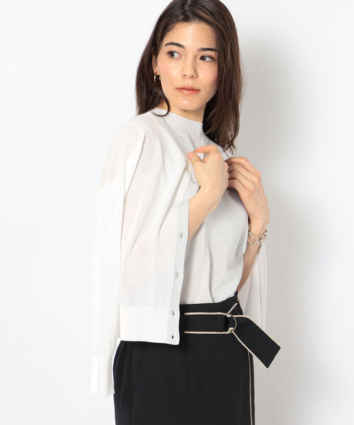 NOLLEY’S Sophi（ノーリーズソフィ）の「《手洗い可能》綿アセラメ配色クルーネックカーディガン（カーディガン/ボレロ・レディース・シルバー/ゴールド/ブラック/サックスブルー・38/36）」の16枚目の写真