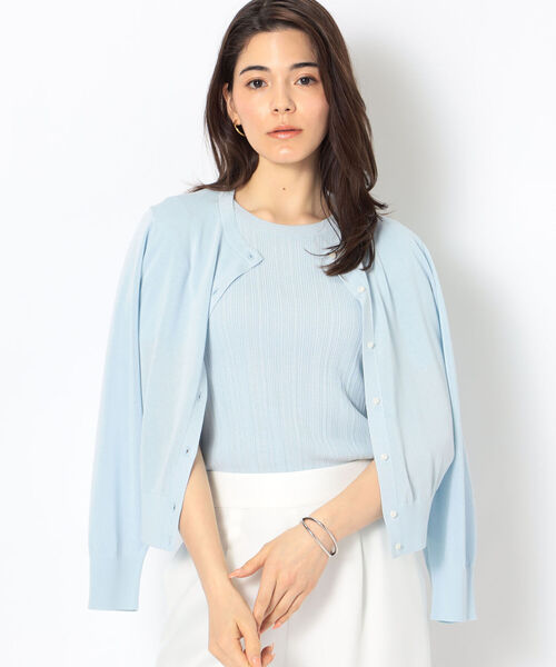 NOLLEY’S Sophi（ノーリーズソフィ）の「《手洗い可能》綿アセラメ配色クルーネックカーディガン（カーディガン/ボレロ・レディース・シルバー/ゴールド/ブラック/サックスブルー・38/36）」の17枚目の写真