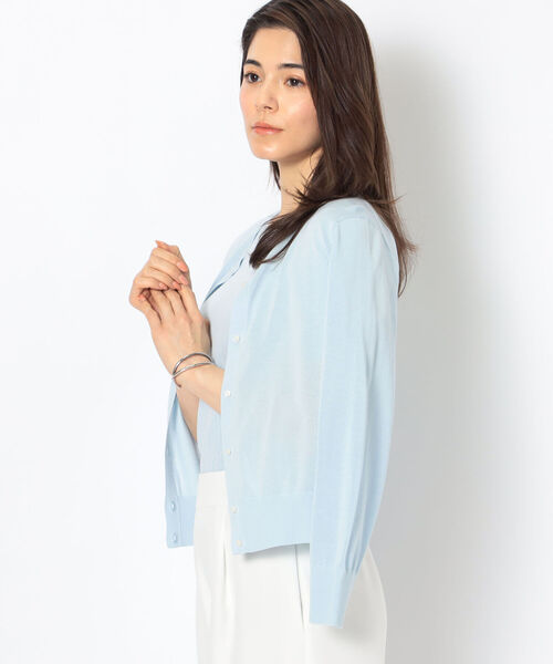 NOLLEY’S Sophi（ノーリーズソフィ）の「《手洗い可能》綿アセラメ配色クルーネックカーディガン（カーディガン/ボレロ・レディース・シルバー/ゴールド/ブラック/サックスブルー・38/36）」の18枚目の写真