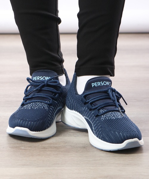 PERSON'S(パーソンズ)の「PERSON'S ニットスニーカー(スニーカー・レディース・ネイビー/ブラック×ピンク・24.5/24/23.5/23)」の10枚目の写真