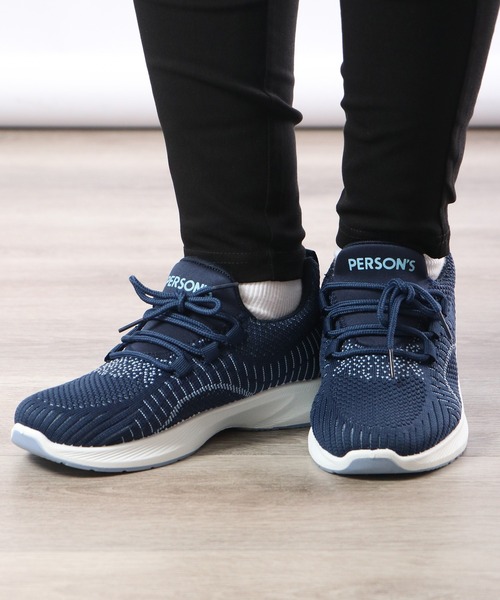 PERSON'S(パーソンズ)の「PERSON'S ニットスニーカー(スニーカー・レディース・ネイビー/ブラック×ピンク・24.5/24/23.5/23)」の11枚目の写真
