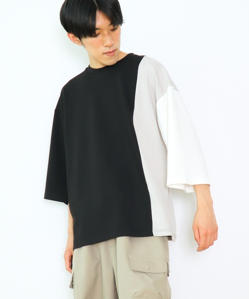 CRAFT STANDARD BOUTIQUE(クラフトスタンダードブティック)の「強撚ポンチ配色切り替えH/S TEE(Tシャツ/カットソー・メンズ・ブラック/ライトグレー・M/L/XL)」の1枚目の写真