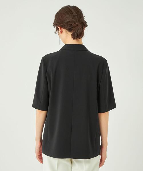 green label relaxing（グリーンレーベルリラクシング）の「セミダブル ショートスリーブ ジャケット -マシンウォッシャブル・防シワ・UVカット-（テーラードジャケット・レディース・ダークブラウン/ブラック・FREE）」の8枚目の写真