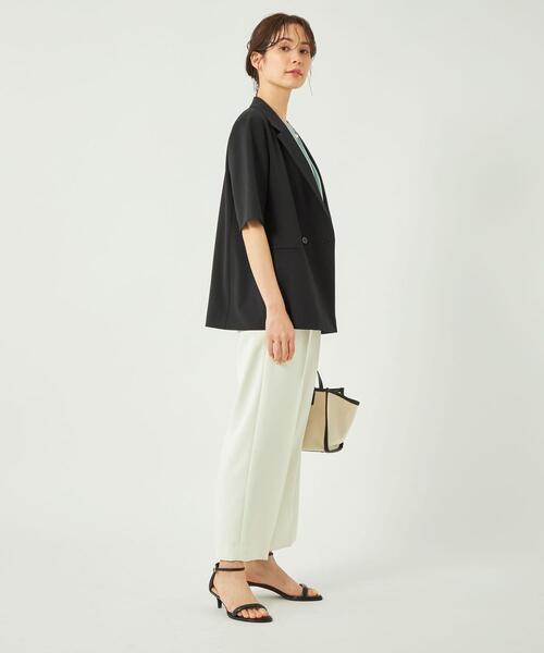 green label relaxing（グリーンレーベルリラクシング）の「セミダブル ショートスリーブ ジャケット -マシンウォッシャブル・防シワ・UVカット-（テーラードジャケット・レディース・ダークブラウン/ブラック・FREE）」の7枚目の写真