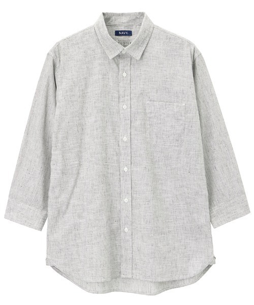 NAVY(ネイビー)の「SOLOTEX(R)使用 リネンブレンド7分袖シャツ(シャツ/ブラウス・メンズ・ネイビー/ブルー/サックスブルー/ライトブルー/ホワイト/グレー・S/XL/M/L)」の3枚目の写真