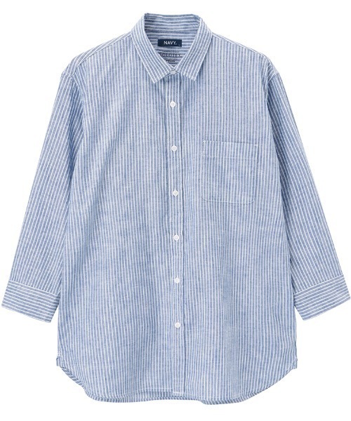 SOLOTEX(R)使用 リネンブレンド7分袖シャツ（シャツ/ブラウス）｜NAVY