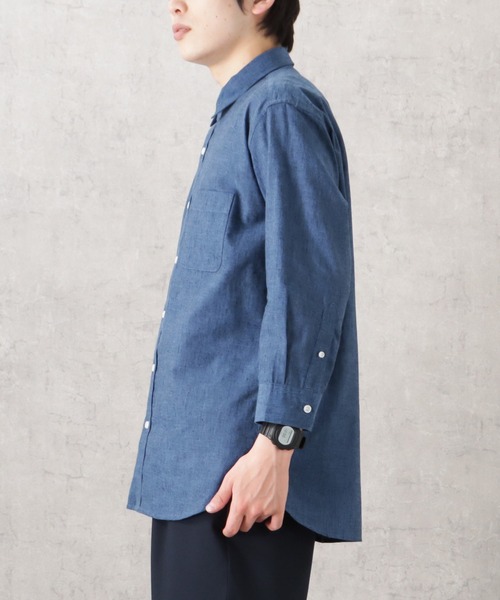 NAVY(ネイビー)の「SOLOTEX(R)使用 リネンブレンド7分袖シャツ(シャツ/ブラウス・メンズ・ネイビー/ブルー/サックスブルー/ライトブルー/ホワイト/グレー・S/XL/M/L)」の8枚目の写真