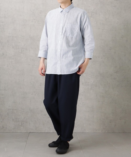 NAVY(ネイビー)の「SOLOTEX(R)使用 リネンブレンド7分袖シャツ(シャツ/ブラウス・メンズ・ネイビー/ブルー/サックスブルー/ライトブルー/ホワイト/グレー・S/XL/M/L)」の21枚目の写真