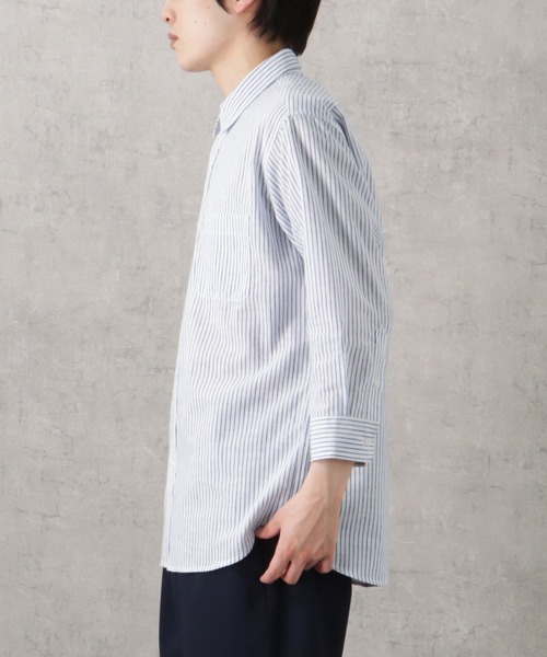 SOLOTEX(R)使用 リネンブレンド7分袖シャツ（シャツ/ブラウス）｜NAVY