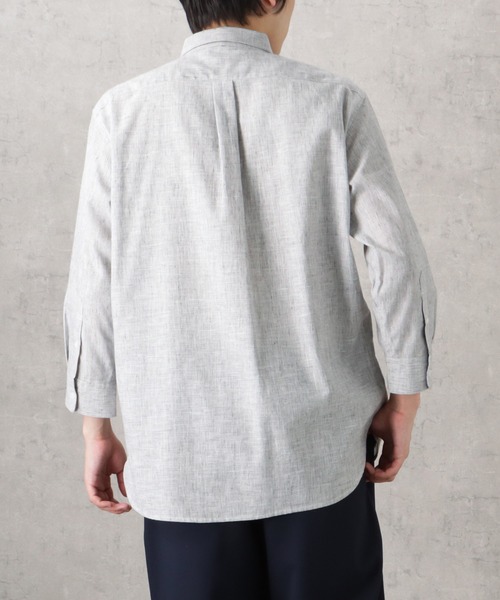 SOLOTEX(R)使用 リネンブレンド7分袖シャツ（シャツ/ブラウス）｜NAVY