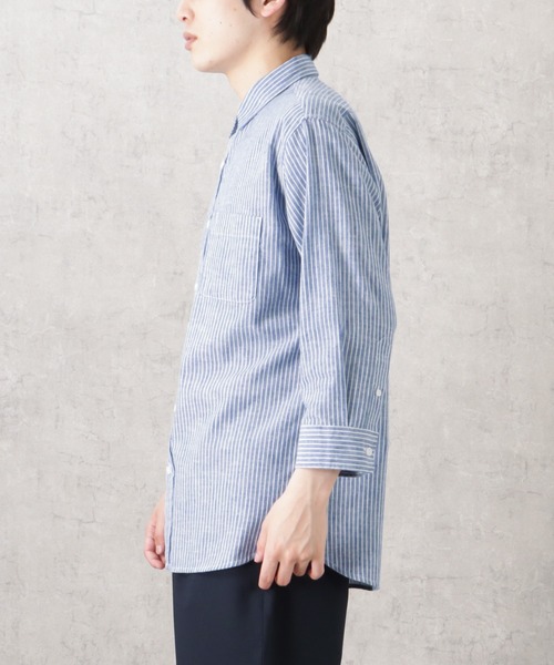 NAVY(ネイビー)の「SOLOTEX(R)使用 リネンブレンド7分袖シャツ(シャツ/ブラウス・メンズ・ネイビー/ブルー/サックスブルー/ライトブルー/ホワイト/グレー・S/XL/M/L)」の15枚目の写真