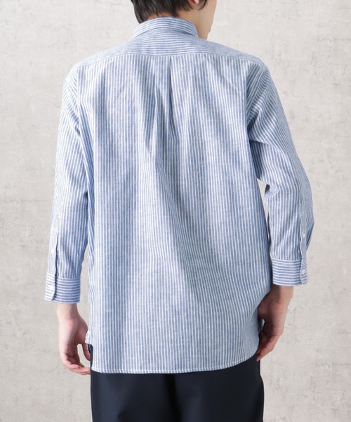 SOLOTEX(R)使用 リネンブレンド7分袖シャツ（シャツ/ブラウス）｜NAVY