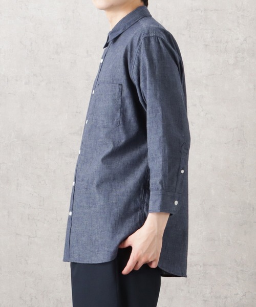 NAVY(ネイビー)の「SOLOTEX(R)使用 リネンブレンド7分袖シャツ(シャツ/ブラウス・メンズ・ネイビー/ブルー/サックスブルー/ライトブルー/ホワイト/グレー・S/XL/M/L)」の19枚目の写真