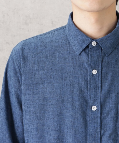 NAVY(ネイビー)の「SOLOTEX(R)使用 リネンブレンド7分袖シャツ(シャツ/ブラウス・メンズ・ネイビー/ブルー/サックスブルー/ライトブルー/ホワイト/グレー・S/XL/M/L)」の14枚目の写真