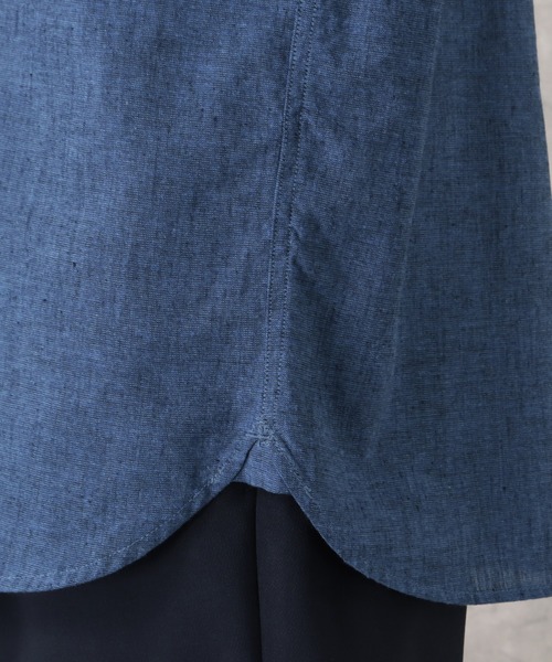 NAVY(ネイビー)の「SOLOTEX(R)使用 リネンブレンド7分袖シャツ(シャツ/ブラウス・メンズ・ネイビー/ブルー/サックスブルー/ライトブルー/ホワイト/グレー・S/XL/M/L)」の11枚目の写真
