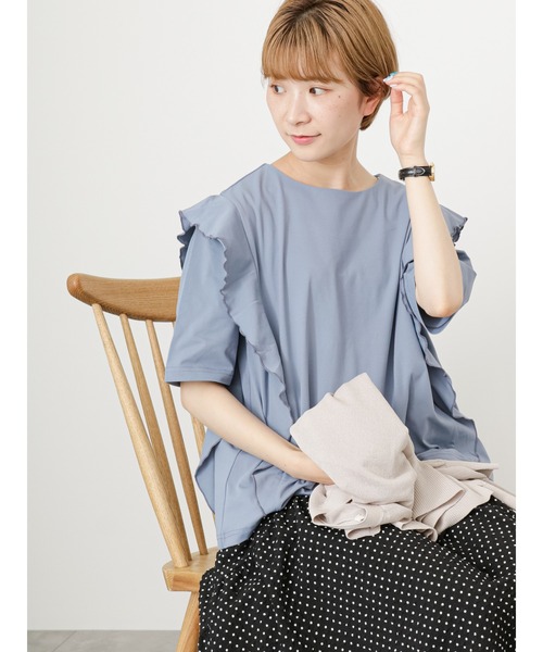 Samansa Mos2 blue(サマンサモスモスブルー)の「袖切替えTシャツ(Tシャツ/カットソー・レディース・ブラック/オフホワイト/ブルー・F)」の3枚目の写真