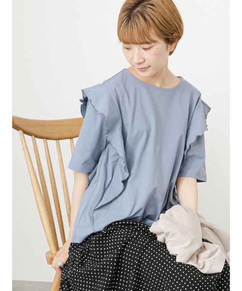 Samansa Mos2 blue(サマンサモスモスブルー)の「袖切替えTシャツ(Tシャツ/カットソー・レディース・ブラック/オフホワイト/ブルー・F)」の14枚目の写真