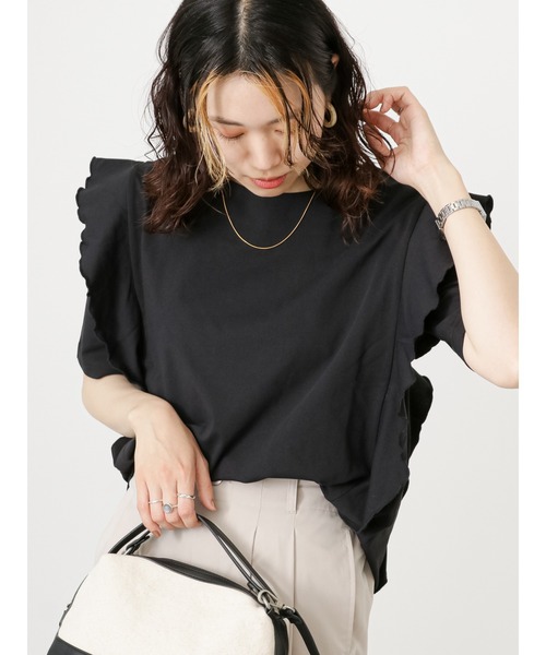 Samansa Mos2 blue(サマンサモスモスブルー)の「袖切替えTシャツ(Tシャツ/カットソー・レディース・ブラック/オフホワイト/ブルー・F)」の20枚目の写真