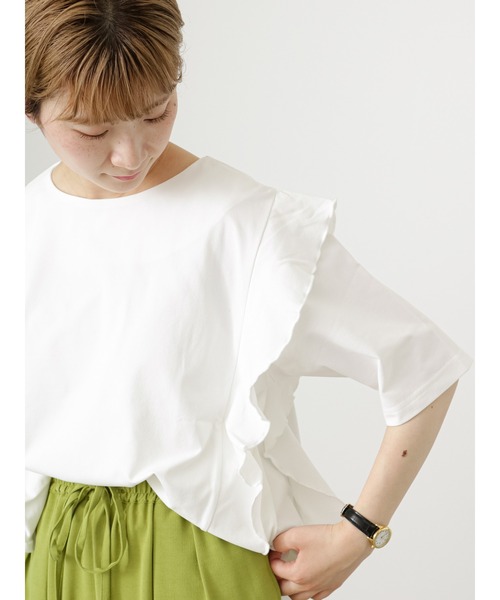 Samansa Mos2 blue(サマンサモスモスブルー)の「袖切替えTシャツ(Tシャツ/カットソー・レディース・ブラック/オフホワイト/ブルー・F)」の4枚目の写真