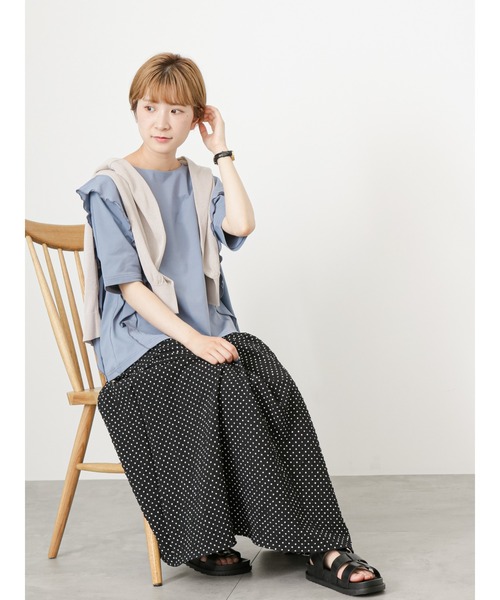 Samansa Mos2 blue(サマンサモスモスブルー)の「袖切替えTシャツ(Tシャツ/カットソー・レディース・ブラック/オフホワイト/ブルー・F)」の21枚目の写真