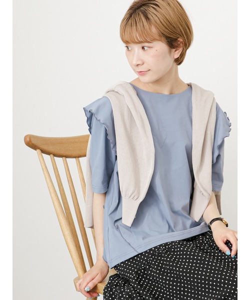 Samansa Mos2 blue(サマンサモスモスブルー)の「袖切替えTシャツ(Tシャツ/カットソー・レディース・ブラック/オフホワイト/ブルー・F)」の10枚目の写真