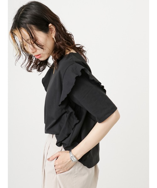 Samansa Mos2 blue(サマンサモスモスブルー)の「袖切替えTシャツ(Tシャツ/カットソー・レディース・ブラック/オフホワイト/ブルー・F)」の17枚目の写真