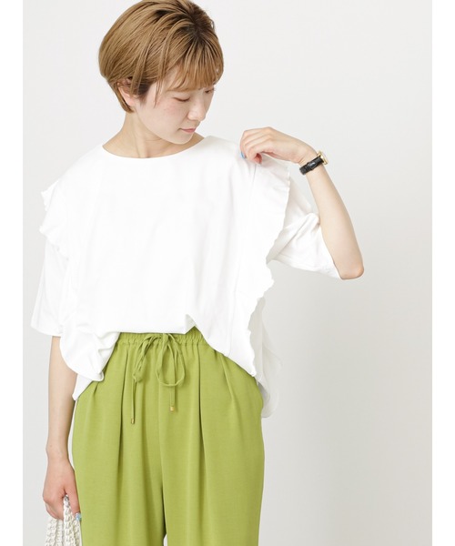 Samansa Mos2 blue(サマンサモスモスブルー)の「袖切替えTシャツ(Tシャツ/カットソー・レディース・ブラック/オフホワイト/ブルー・F)」の13枚目の写真