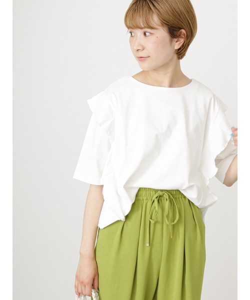 Samansa Mos2 blue(サマンサモスモスブルー)の「袖切替えTシャツ(Tシャツ/カットソー・レディース・ブラック/オフホワイト/ブルー・F)」の8枚目の写真