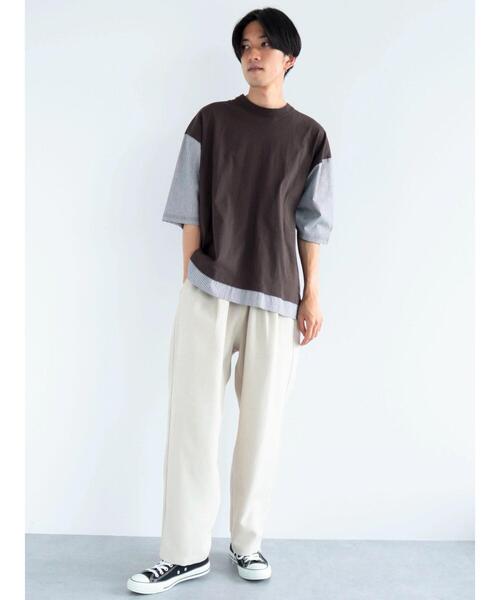 CRAFT STANDARD BOUTIQUE(クラフトスタンダードブティック)の「布帛切り替えH/S TEE-A(Tシャツ/カットソー・メンズ・オフホワイト/ブルー/ブラック/ブラウン・L/XL/M)」の18枚目の写真