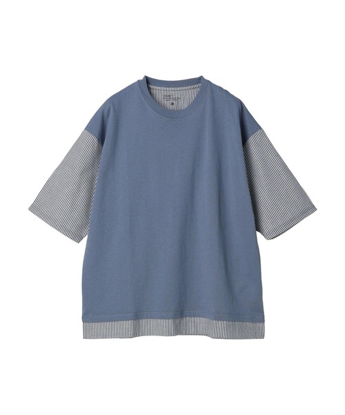 CRAFT STANDARD BOUTIQUE(クラフトスタンダードブティック)の「布帛切り替えH/S TEE-A(Tシャツ/カットソー・メンズ・オフホワイト/ブルー/ブラック/ブラウン・L/XL/M)」の6枚目の写真