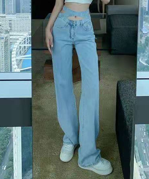 gossip!ロサンゼルス(ゴシップロサンゼルス)の「YUGA ウエストストラップ ストレートパンツ(デニムパンツ・レディース・ライトブルー・XL/L/M/S)」の13枚目の写真