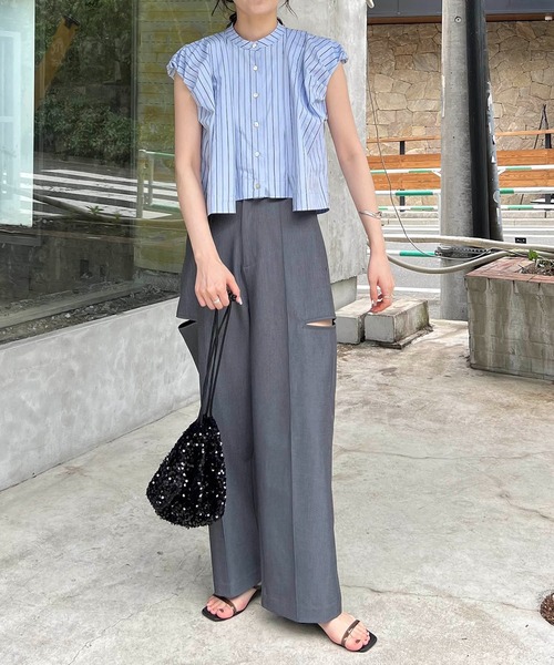 CAPRICIEUX LE'MAGE（カプリシューレマージュ）の「【WEB限定】サイドスリットパンツ（その他パンツ・レディース・グレー/ホワイト系その他・38/36）」の13枚目の写真