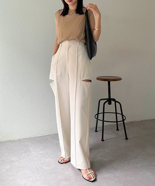 CAPRICIEUX LE'MAGE（カプリシューレマージュ）の「【WEB限定】サイドスリットパンツ（その他パンツ・レディース・グレー/ホワイト系その他・38/36）」の21枚目の写真