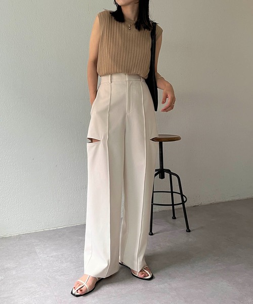 CAPRICIEUX LE'MAGE（カプリシューレマージュ）の「【WEB限定】サイドスリットパンツ（その他パンツ・レディース・グレー/ホワイト系その他・38/36）」の20枚目の写真