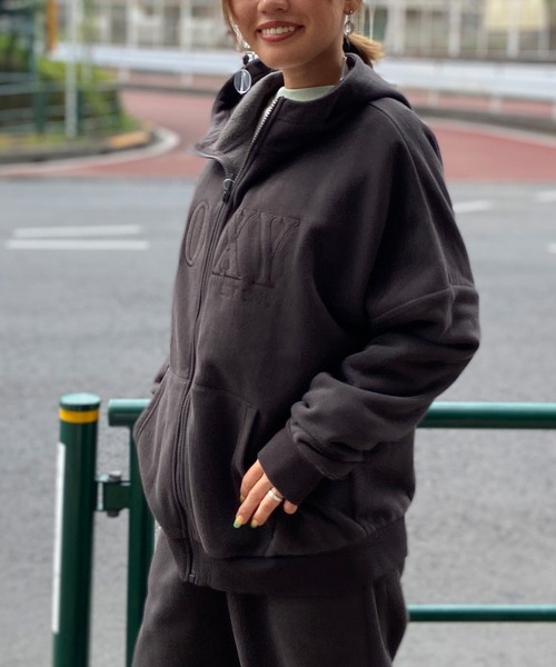 ROXY（ロキシー）の「ROXY/ロキシー ジップアップパーカー オーバーサイズ 刺繍ロゴ 裏起毛パーカー RZP234022（パーカー・レディース・ブラック/グレー・M/S）」の10枚目の写真