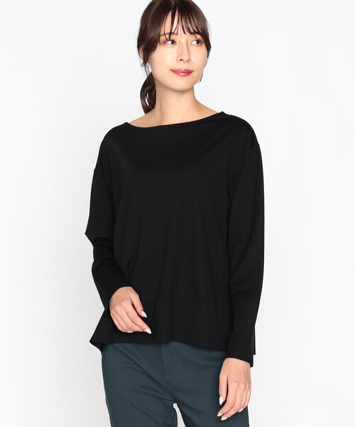 COMME CA ISM(コムサイズム)の「ボートネック ロンT(Tシャツ/カットソー・レディース・ホワイト/ブラック・L/M)」の1枚目の写真
