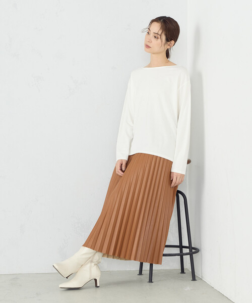 COMME CA ISM(コムサイズム)の「ボートネック ロンT(Tシャツ/カットソー・レディース・ホワイト/ブラック・L/M)」の3枚目の写真