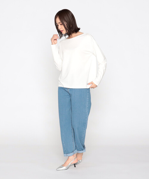 COMME CA ISM(コムサイズム)の「ボートネック ロンT(Tシャツ/カットソー・レディース・ホワイト/ブラック・L/M)」の13枚目の写真