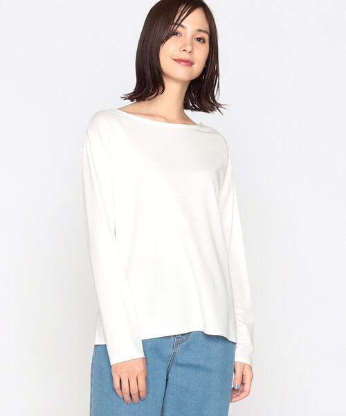 COMME CA ISM(コムサイズム)の「ボートネック ロンT(Tシャツ/カットソー・レディース・ホワイト/ブラック・L/M)」の12枚目の写真