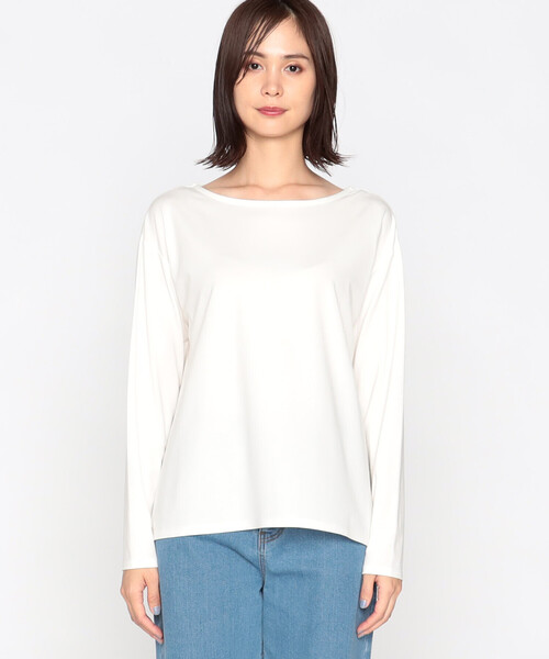 COMME CA ISM(コムサイズム)の「ボートネック ロンT(Tシャツ/カットソー・レディース・ホワイト/ブラック・L/M)」の8枚目の写真